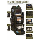 NLTW Load-Bearing 95 Litres Tactical Backpack Military-Style Outdoor Rucksack with Multiple Utility Pouches - UK PRINT