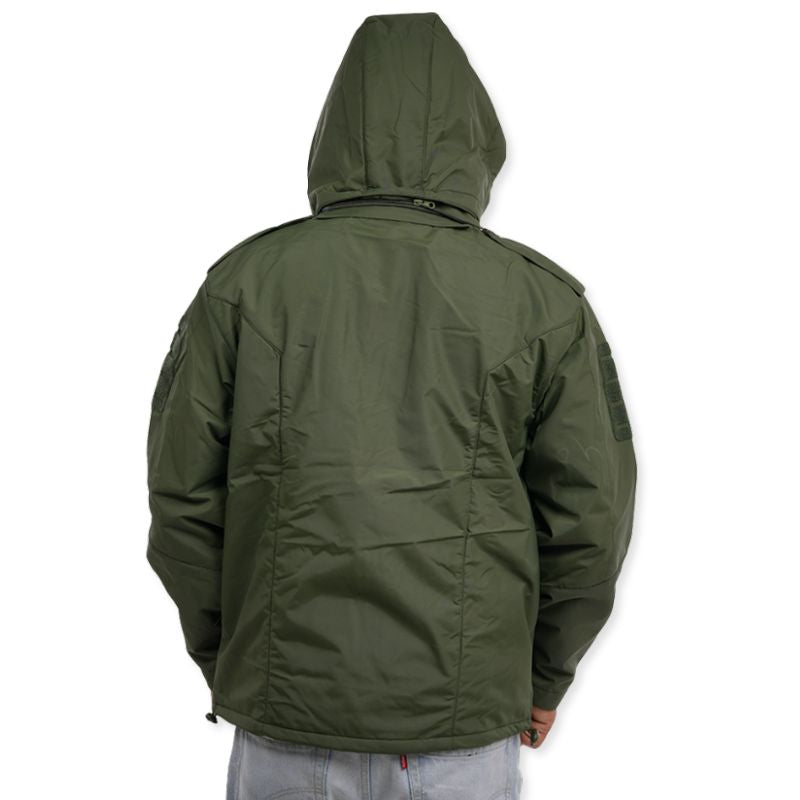 NLTW men's utility jacket in olive green with box pockets, durable casual jacket for outdoor and everyday wear.