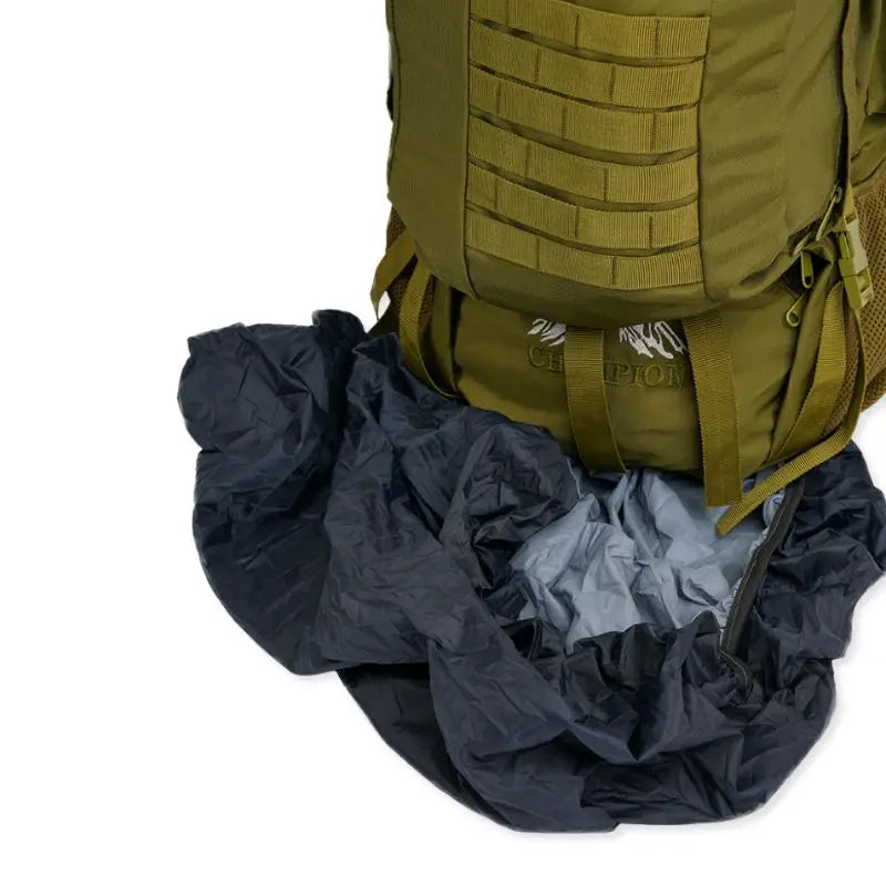 Green NLTW military-style travel backpack with 95-liter capacity, large outdoor rucksack for adventure and hiking.