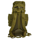Green NLTW military-style 95L travel backpack with large capacity adventure rucksack, outdoor gear, and durable design.