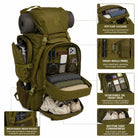 NLTW Military-Style 95 Litres Travel Backpack Large Capacity Adventure & Outdoor Rucksack - Green / 95 litres - Rucksack
