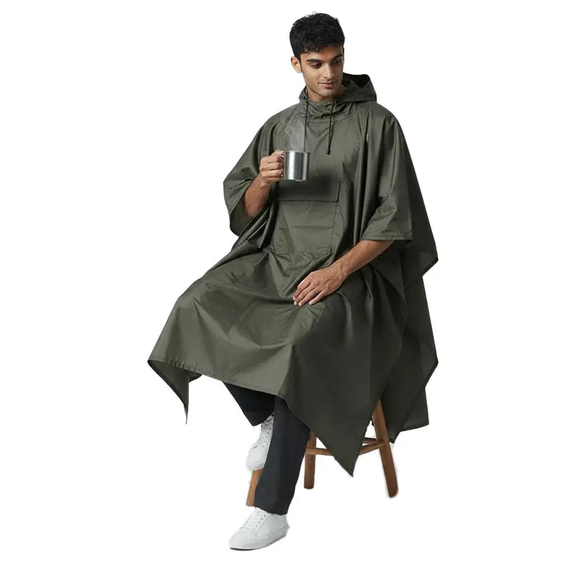 NLTW Unisex Waterproof Rain Poncho |3-in-1 Raincoat Camping Mat & Emergency Shelter - Poncho