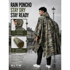 NLTW Unisex Waterproof Rain Poncho |3-in-1 Raincoat Camping Mat & Emergency Shelter - Poncho
