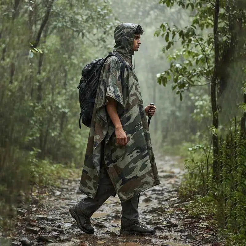 NLTW Unisex Waterproof Rain Poncho |3-in-1 Raincoat Camping Mat & Emergency Shelter - Poncho