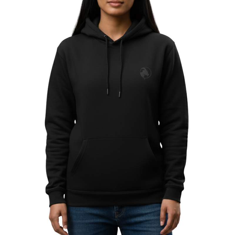 OutdoorGoats women's kangaroo pocket pullover hoodie, casual jacket with front pocket, cozy fit, and branded outdoor style.