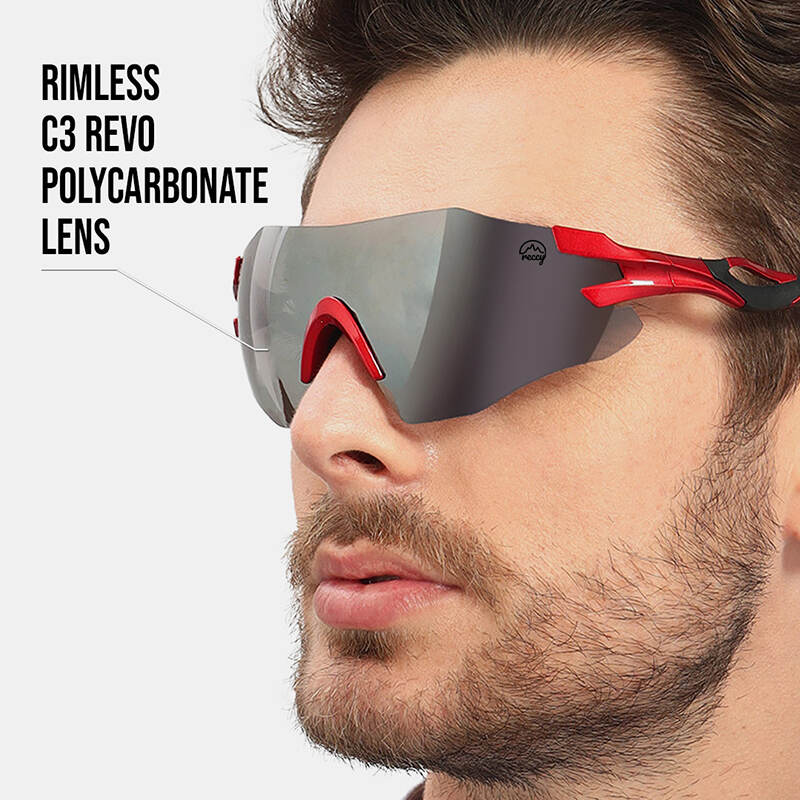 Reccy Unisex TrailGlide Rimless Sports Sunglasses - C3 Revo Polarized UV Protection