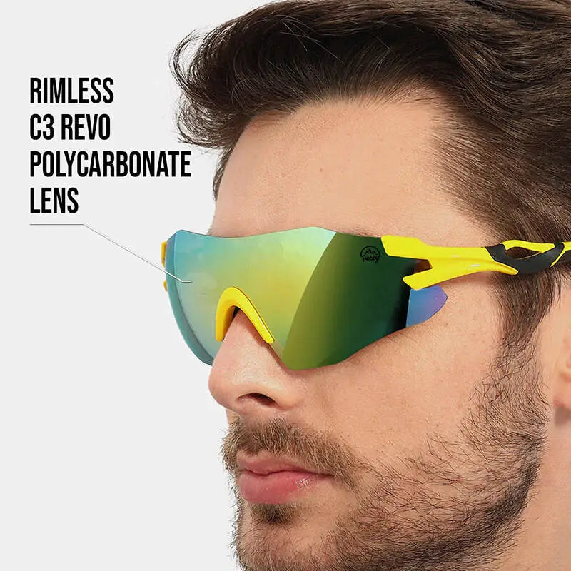 Reccy Unisex TrailGlide Rimless Sports Sunglasses - C3 Revo Polarized UV Protection