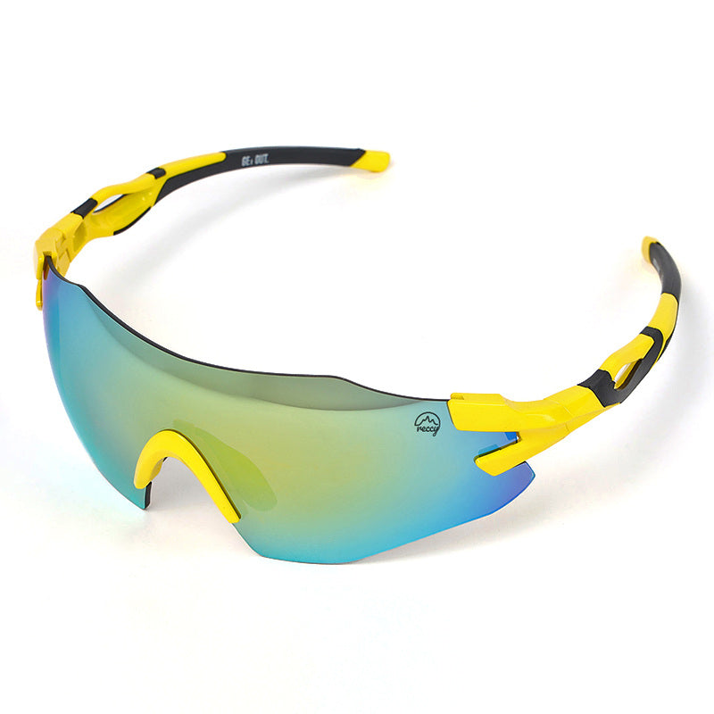 Reccy Unisex TrailGlide Rimless Sports Sunglasses - C3 Revo Polarized UV Protection - Yellow Revo