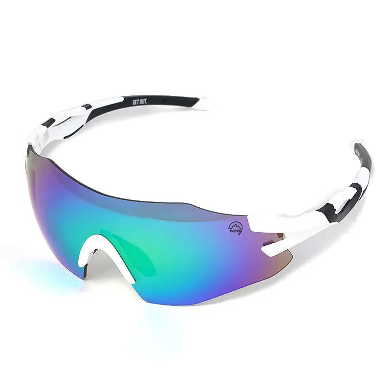 Reccy Unisex TrailGlide Rimless Sports Sunglasses - C3 Revo Polarized UV Protection - Blue Revo