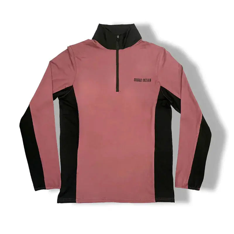 Ruggd Indian men's breathable hiking and trek T-shirt in dark stripe pattern, lightweight and comfortable for outdoor activities.