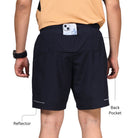 Ruggd Indian men's running shorts with multiple pockets and liner, featuring a lightweight, active design in navy color.