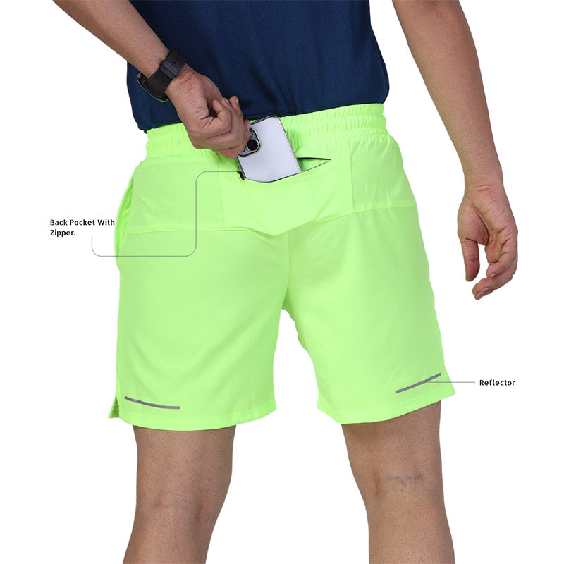 Ruggd Indian men's running shorts with multiple pockets, lightweight design, and built-in liner for active sportswear.