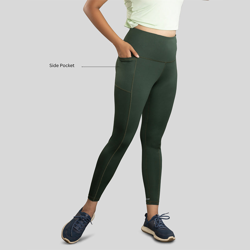 Indian women's Ruggd all-in-one training leggings, featuring a stylish design and flexible fit for workout comfort.