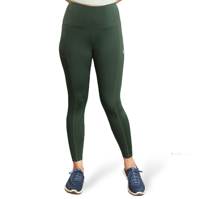 Ruggd Indian women's all-in-one training leggings in black with subtle branding and comfortable stretch fabric.