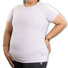 Ruggd Indian women's odor-resistant bamboo training T-shirt in light purple, made from sustainable, breathable fabric.