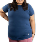 Ruggd Indian women's odor-resistant bamboo training T-shirt in navy, soft fabric with a comfortable fit and athletic style.