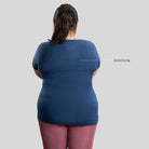 Ruggd Indian women's odor-resistant bamboo training T-shirt in navy, lightweight and breathable for active wear.