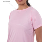 Pink Ruggd Indian women's odor-resistant bamboo training T-shirt, soft fabric and comfortable fit, shown on a model.
