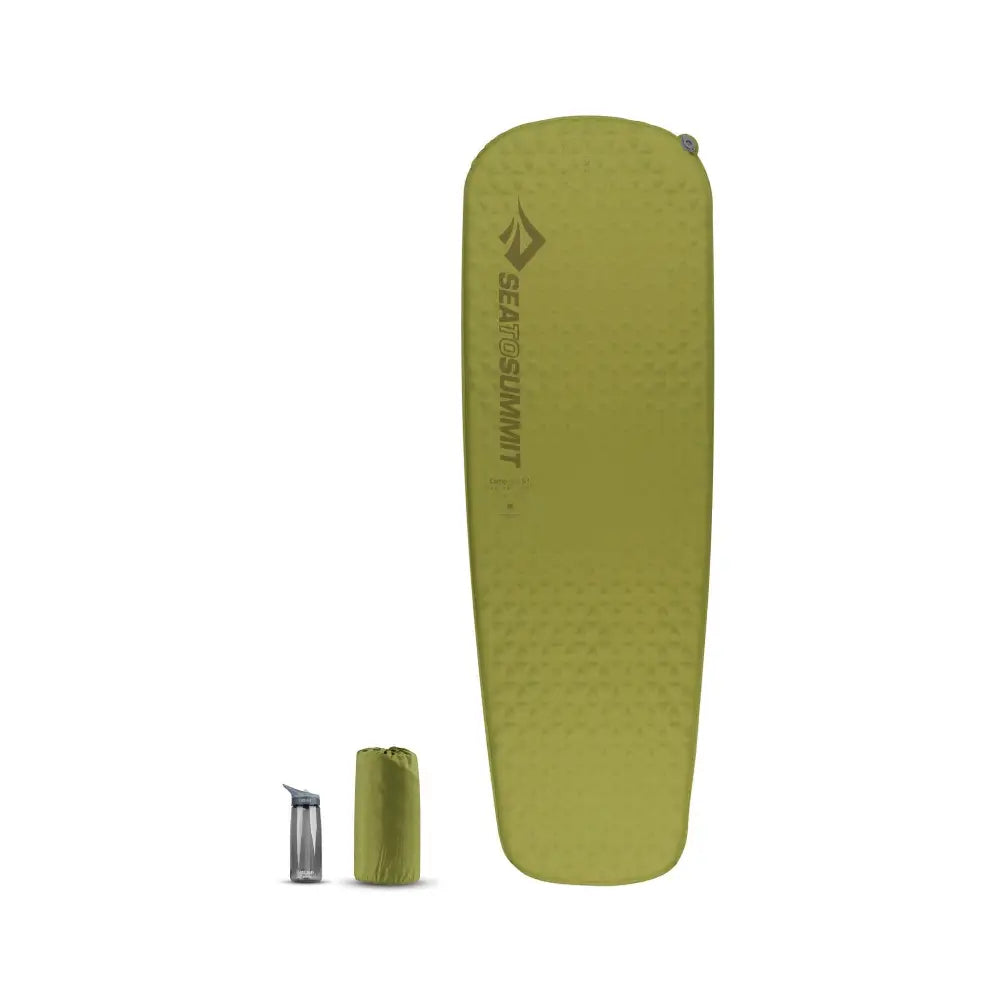 Sea to Summit camp self-inflating sleeping mat in green, regular size, designed for comfortable outdoor sleeping.