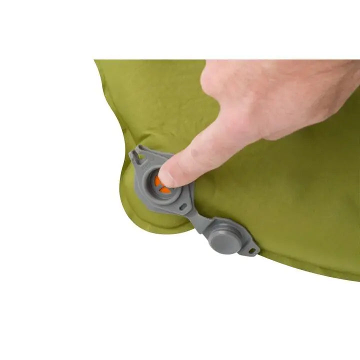 Sea to Summit Camp Self-Inflating Sleeping Mat in green, regular size, with cushioned surface for camping comfort.