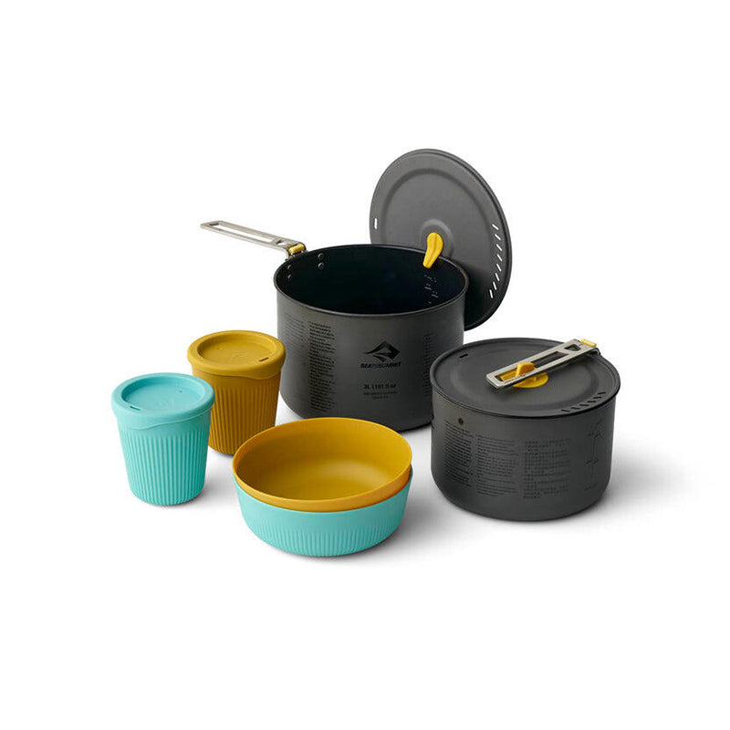 Sea to Summit Frontier Ultralight Two Pot Cook Set - 6 Piece - Black / One Size - Camp Kitchen