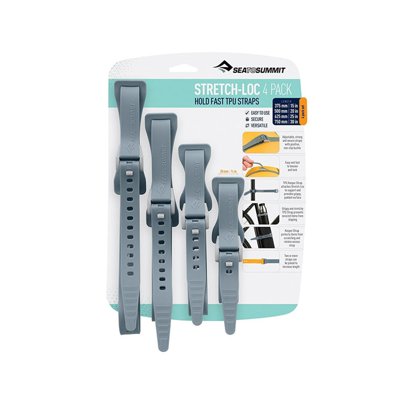 Sea to Summit Stretch-Loc TPU Straps [4 Pack] - Grey - Travel Essentials