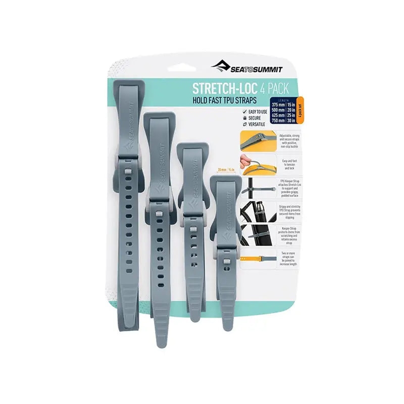 Sea to Summit Stretch-Loc TPU Straps [4 Pack] - Grey - Travel Essentials