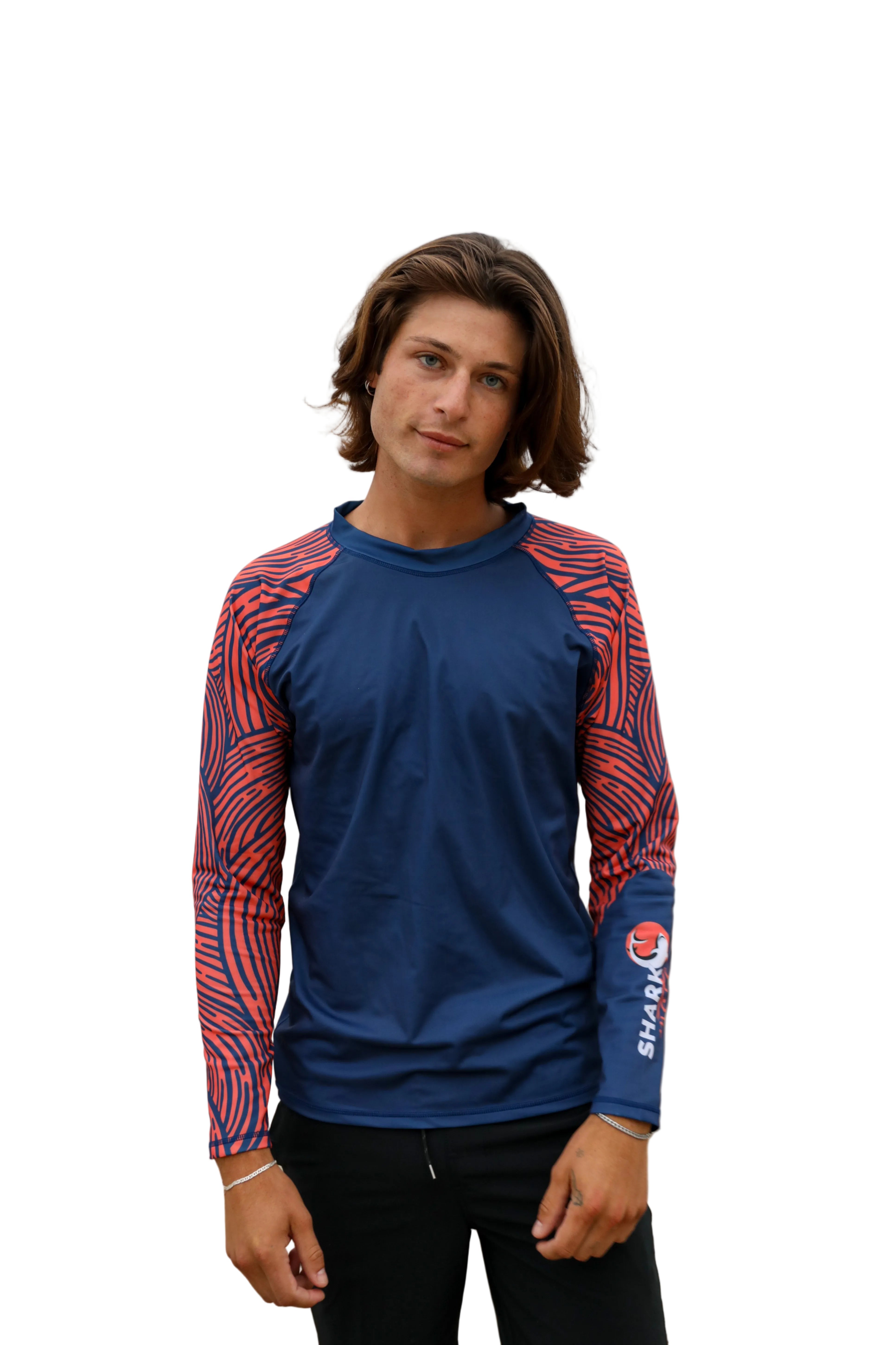 Shark Mate men's water sports UV rash guard T-shirt with full sleeves, designed for sun protection and active water sports.