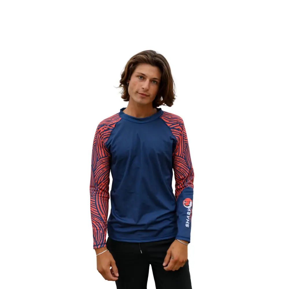 Shark Mate men's water sports UV rash guard T-shirt with full sleeves, designed for sun protection and active water sports.