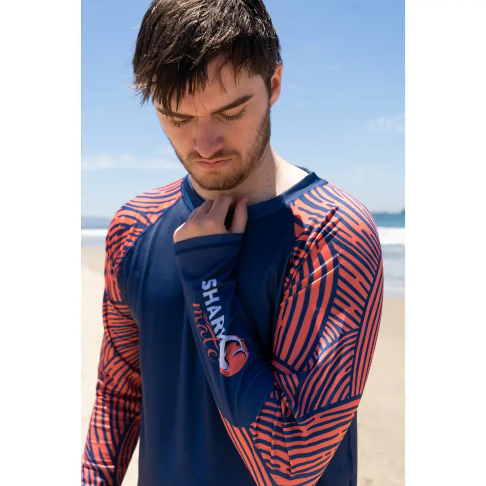 Shark Mate men's water sports UV rash guard T-shirt with full sleeves, designed for sun protection and active water activities.
