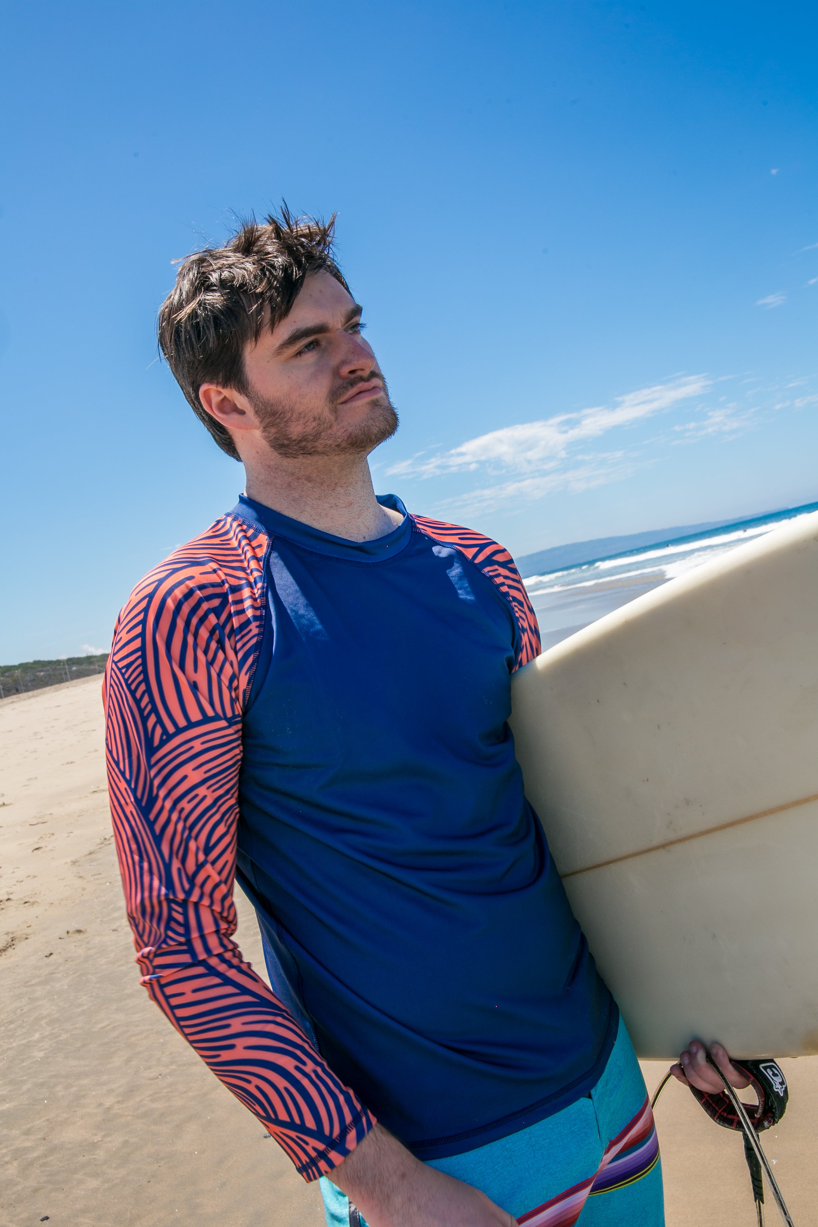 Shark Mate men's water sports UV rash guard T-shirt with full sleeves, designed for sun protection and active water activities.