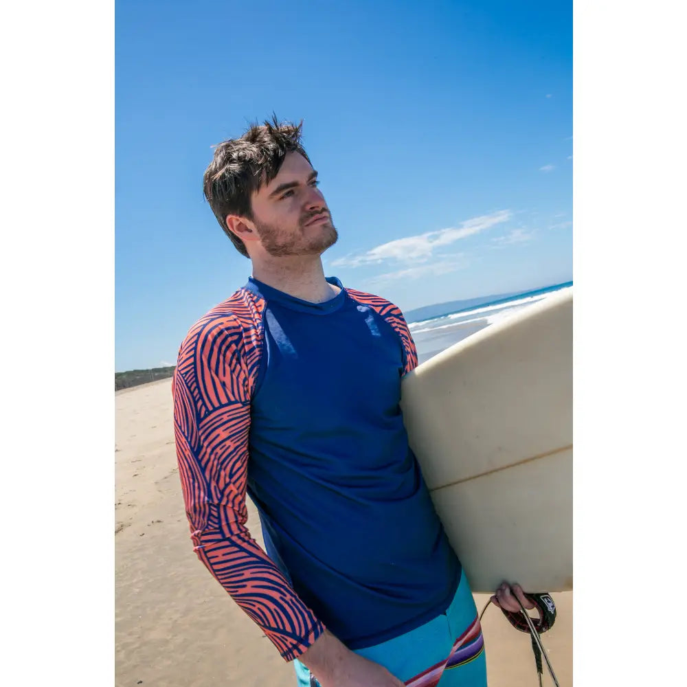 Shark Mate men's water sports UV rash guard T-shirt with full sleeves, designed for sun protection and active water activities.