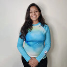 Shark Mate women's full sleeve UV rash guard T-shirt for water sports, with lightweight, quick-drying fabric and sun protection.