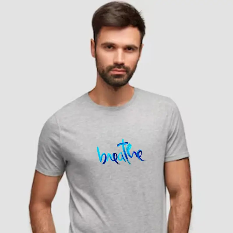 Gray men's SKiD O2 Breathe printed T-shirt from the pack of 2, featuring a breathable fabric and stylish design.