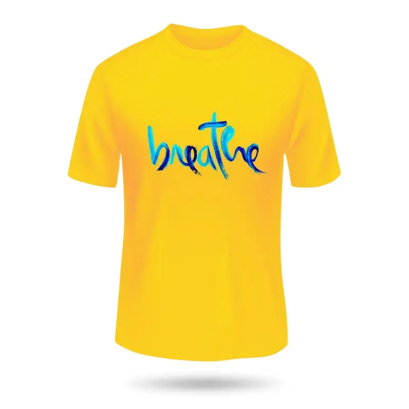 Yellow SKiD O2 men's Breathe printed T-shirt from the S02-BREATH-M-YEL pack, showcasing the front design and breathable fabric.