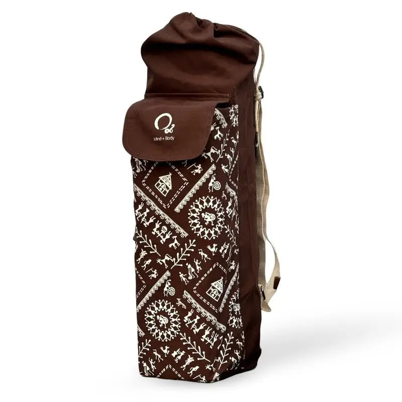 SkiD O2 Unisex Double Block Pocket Mat Yoga Bag - Brown