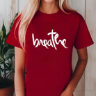 Red and white printed women's T-shirts by SKiD O2, featuring breathable fabric and casual style in a pack of two.