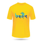 Skid O2 Women's Breathe printed T-shirt in yellow, featuring a breathable design, shown laid flat with front view.