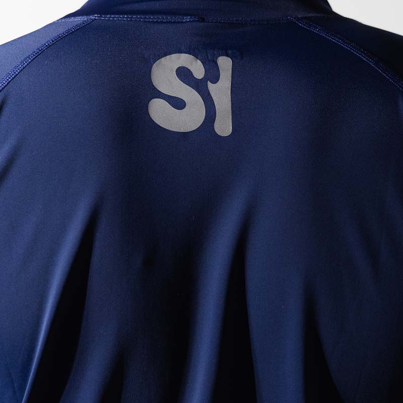 Surface Interval women's oceanic rash guard T-shirt with full sleeves in navy blue, designed for sun protection and active wear.