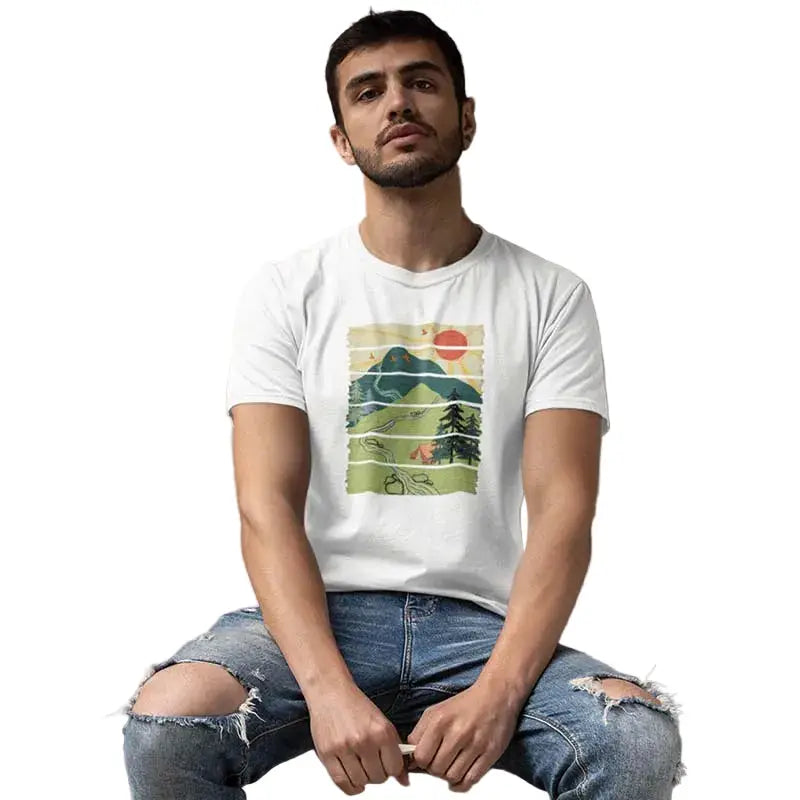 The Mahua Store Men’s Brighter Day Print T-shirt - White / XS - T-shirt