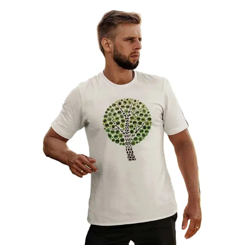 The Mahua Store Men’s Forest Force Print T-shirt - White / XS - T-shirt
