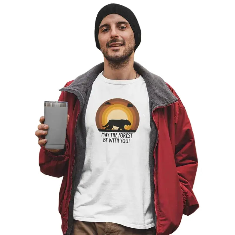 The Mahua Store Men’s The Forest Soul Series-Tiger Print T-shirt - White / XS - T-shirt