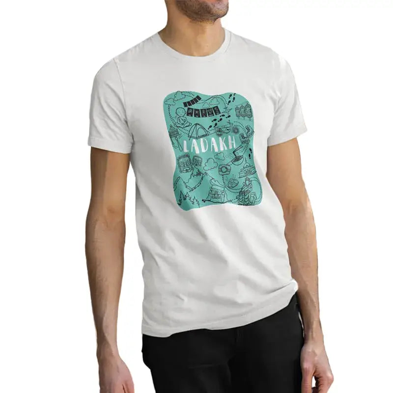 The Mahua Store Men’s Ladakh Print T-shirt - White / XS - T-shirt