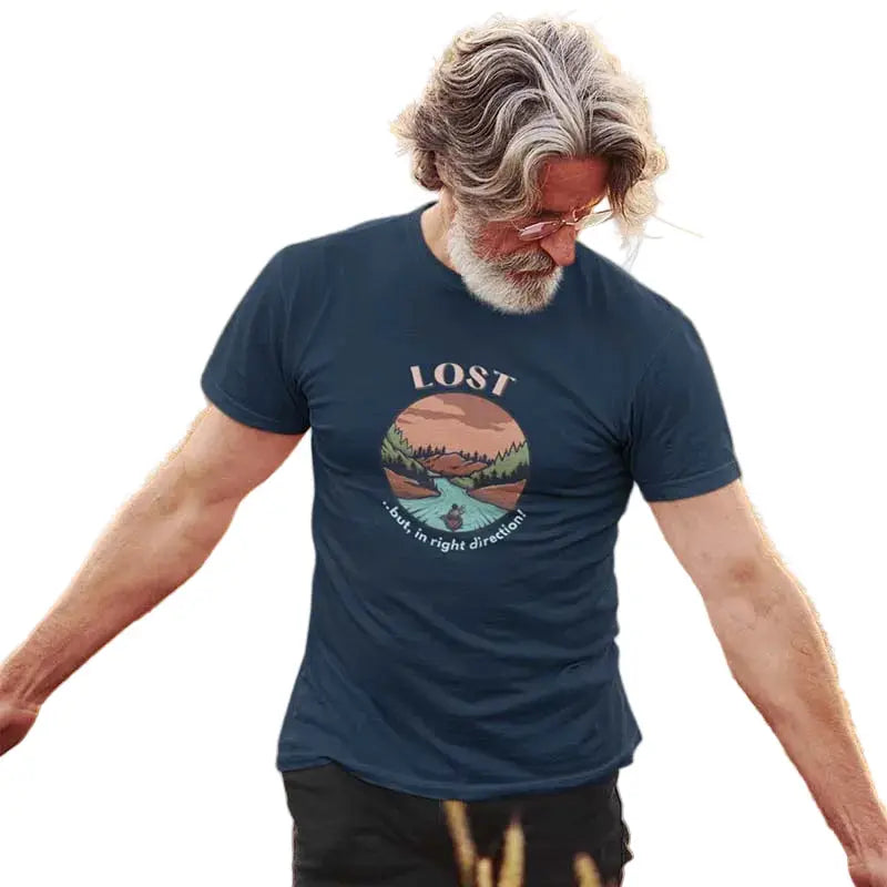 The Mahua Store Men’s Lost Print T-shirt - Navy / XS - T-shirt