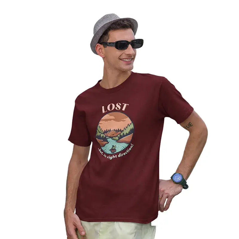 The Mahua Store Men’s Lost Print T-shirt - Red / XS - T-shirt