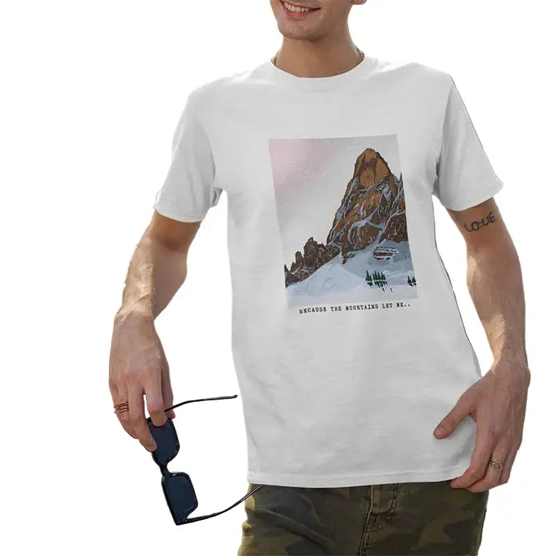 The Mahua Store Men’s Mountains Let Me Print T-shirt - White / XS - T-shirt