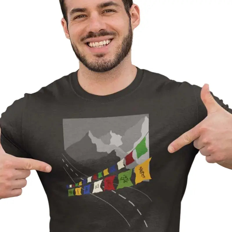 The Mahua Store Men’s Prayer Flag Print T-shirt - T-shirt