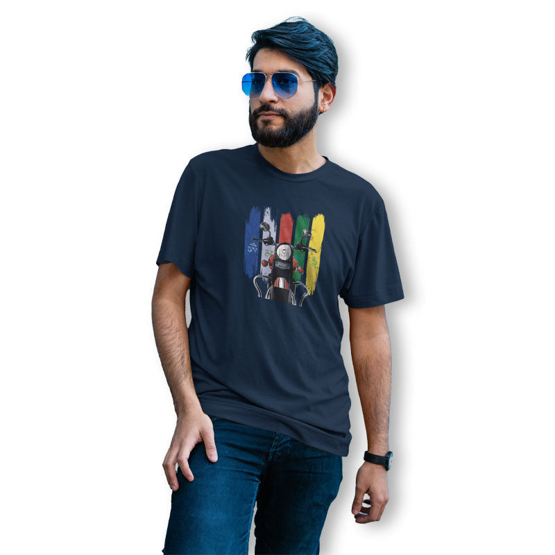 The Mahua Store Men’s Ride On Print T-shirt - Navy / XS - T-shirt