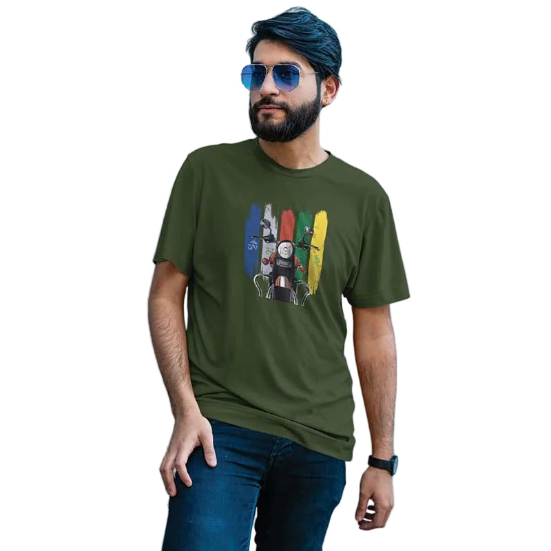 The Mahua Store Men’s Ride On Print T-shirt - Olive / XS - T-shirt