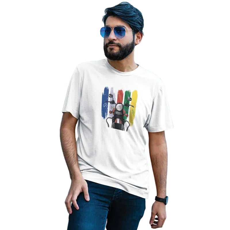 The Mahua Store Men’s Ride On Print T-shirt - White / XS - T-shirt
